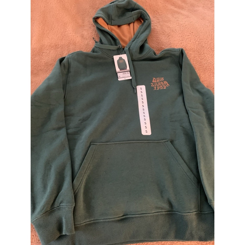 Quicksilver Men's Size Small Graphic Pull Over Logo Hoodie Since 1969 Green NWT